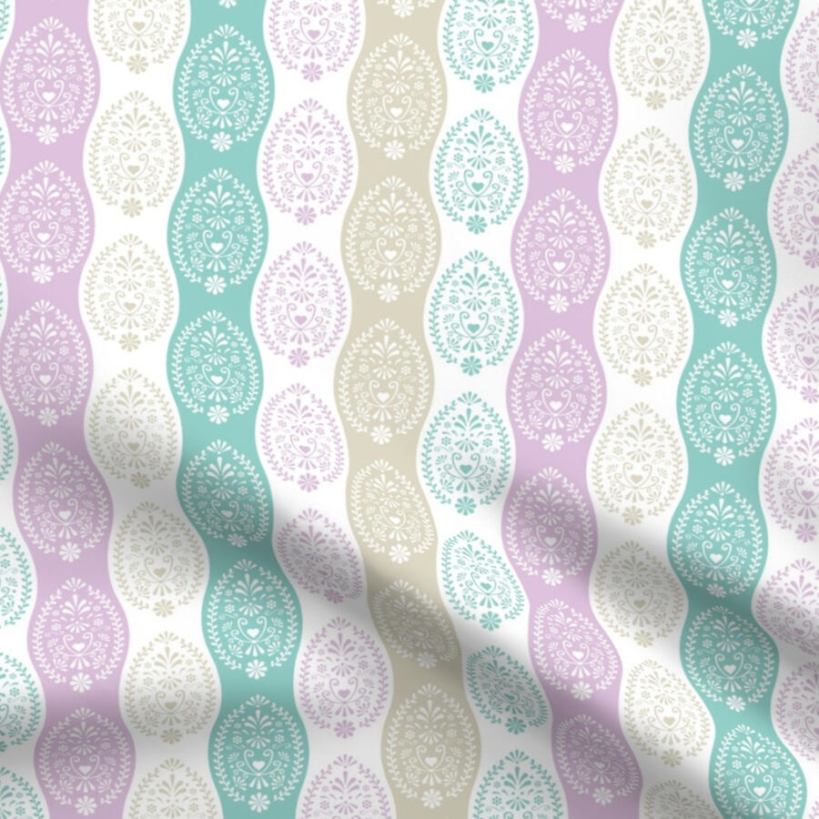 Czech Folklore Eggs Pastel Fabric